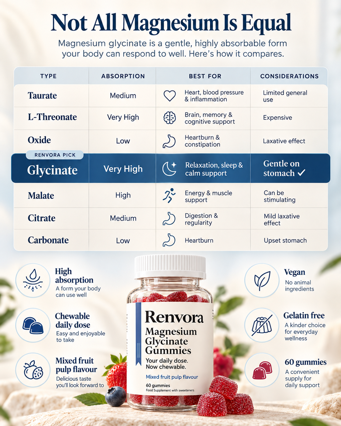 Magnesium Glycinate Gummies – Mixed Fruit