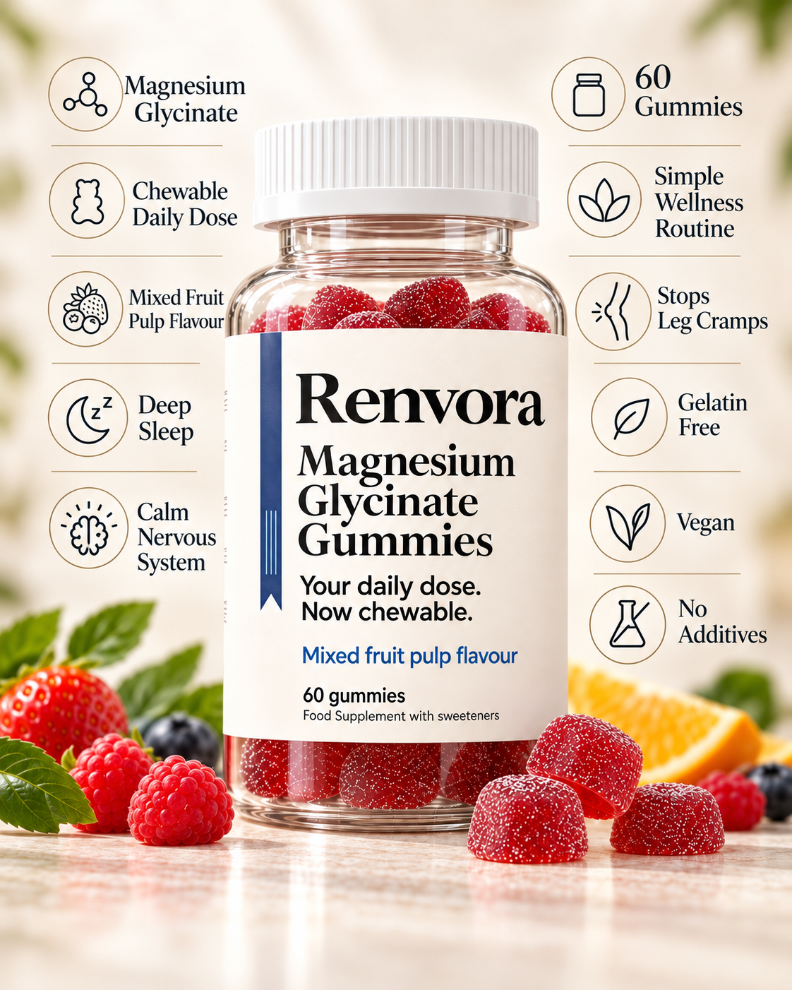 Magnesium Glycinate Gummies – Mixed Fruit