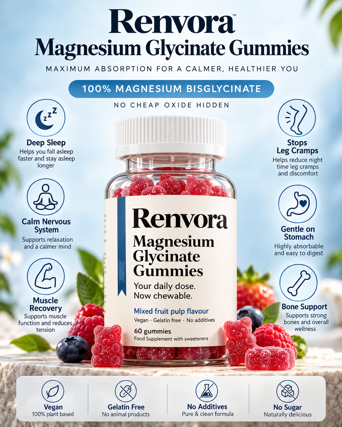 Magnesium Glycinate Gummies – Mixed Fruit