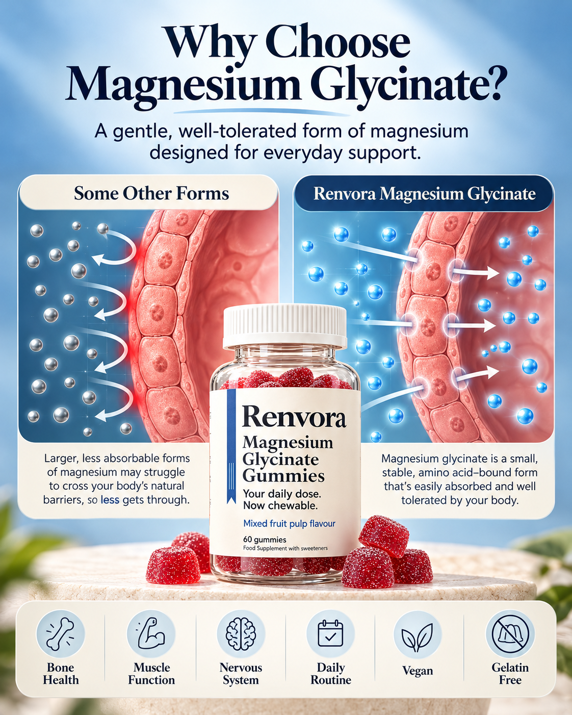 Magnesium Glycinate Gummies – Mixed Fruit